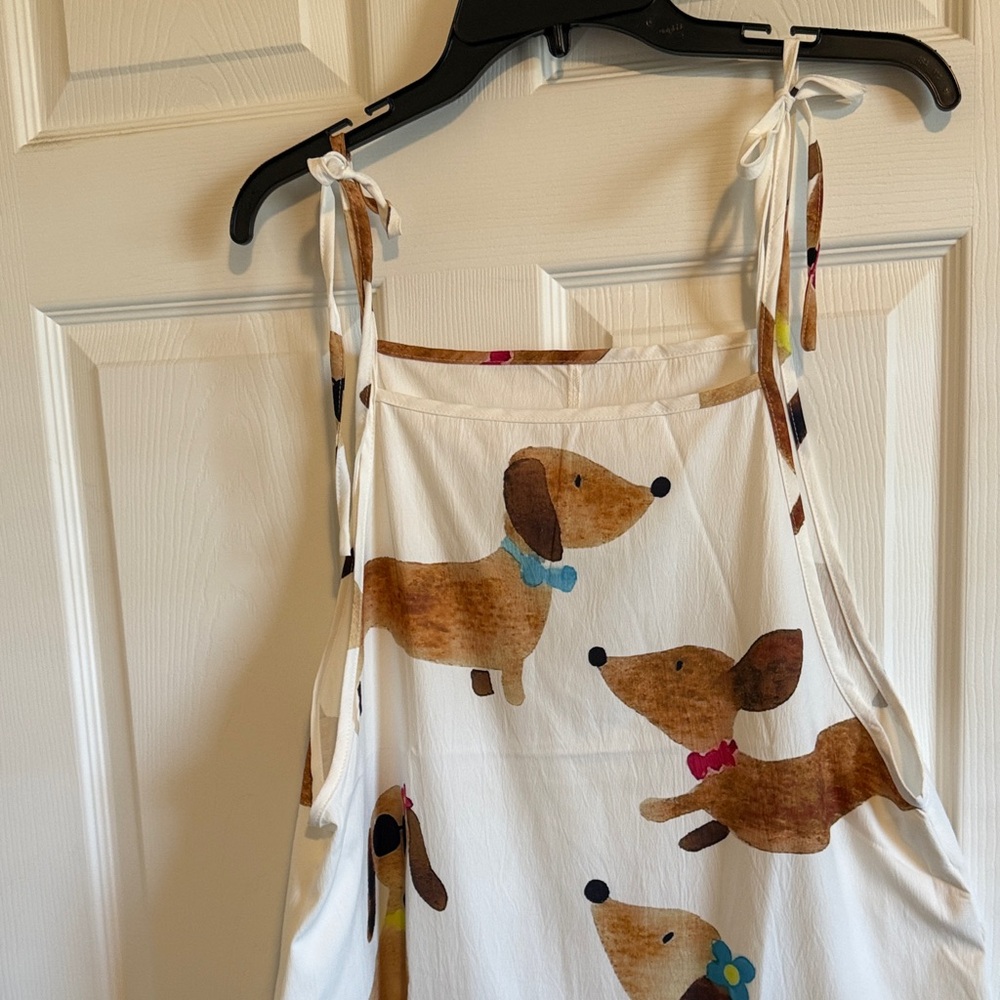 White Dachshund Print Cotton Overalls - Picture 3 of 7